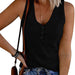 Color-Black-Summer Women Breasted Knitted Vest Solid Color V neck Sleeveless Top Women-Fancey Boutique