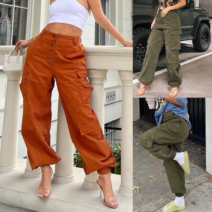 Color-Fall Winter Overalls Women Casual Pants Jeans Sexy Straight Cargo Trousers-Fancey Boutique