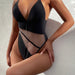 Color-Black-One-Piece Swimsuit Women V-neck One-Piece Bikini-Fancey Boutique