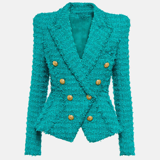 Color-Goods Autumn Winter Star Tassel Fringe Tweed Slim Blazer-Fancey Boutique