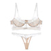 Color-White-French Lace Underwear Women Suit Big Chest Show Sexy Bra Beauty Back Ultra-Thin Bra Summer-Fancey Boutique