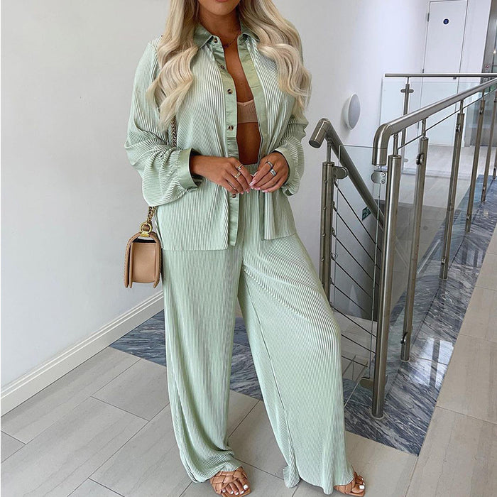 Color-Women Clothing Autumn Winter Long-Sleeved Shirt Pants Loose Casual Pants Two-Piece Suit-Fancey Boutique