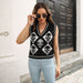 Color-Halloween Skull Jacquard Rhombus Vest Sweater Women Vest Autumn Winter Knitwear-Fancey Boutique