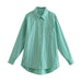 Color-Green Shirt-Casual Loose Striped Shirt Casual Loose Striped Shorts Suit-Fancey Boutique