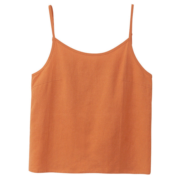 Color-Orange-Cotton Linen Sleeveless Vest Summer Women Clothing Niche Loose Fitting V Neck Sleeveless Inner Match Bottoming Shirt Outerwear Top-Fancey Boutique