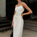 Color-White-off-Neck Slim Strap Mid-Length Backless Dress-Fancey Boutique