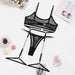 Color-Black-Bra Set See through Mesh Chain Sexy Underwear Garter Four Piece Set Or Five Piece Set Women-Fancey Boutique