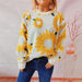 Color-Autumn Winter Top Sunflower Jacquard round Neck Long Sleeve Knitted Pullover Sweater Women-Fancey Boutique