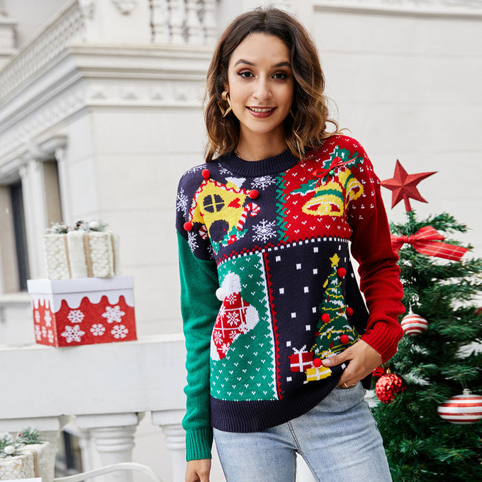 Color-Women Clothing Small Snowflake Christmas Knitted Clothing Pullover Christmas Tree Sweater-Fancey Boutique