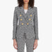 Color-Spring Autumn Classic Houndstooth Tweed Tassel Women Business Blazer Suit Set Woolen Jacket-Fancey Boutique