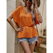 Color-Eaby Shopee Simple Shirt Solid Color V neck Waist Design Batwing Sleeve Shirt-Fancey Boutique