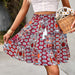 Color-Bohemian Holiday Skirt Summer New Pattern Print Umbrella Skirt Wild Women Tiered Patchwork Matching Skirt-Fancey Boutique