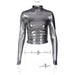 Color-Silver-Women Clothing Spring Metallic Street Hipster Half High Collar Long Sleeves Tight T shirt Top-Fancey Boutique
