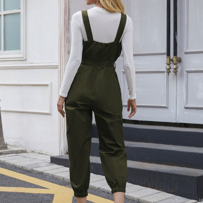 Color-Women Waist Belt Jumpsuit Summer Adjustable Casual Simple Suspender Pants-Fancey Boutique