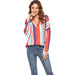 Color-Women Clothing Color Stripes V Neck Long Sleeve Shirt All Matching Shirt-Fancey Boutique