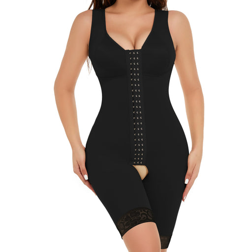 Color-Black-Shaping Slimming Clothes Row Buckle Corset One Piece Waist Girdling Belly Contraction Open Women Plus Size Jumpsuit-Fancey Boutique