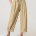Color-Khaki-Summer Cropped Pants Pocket Casual Pants Women Loose Wide Leg Pants outside-Fancey Boutique