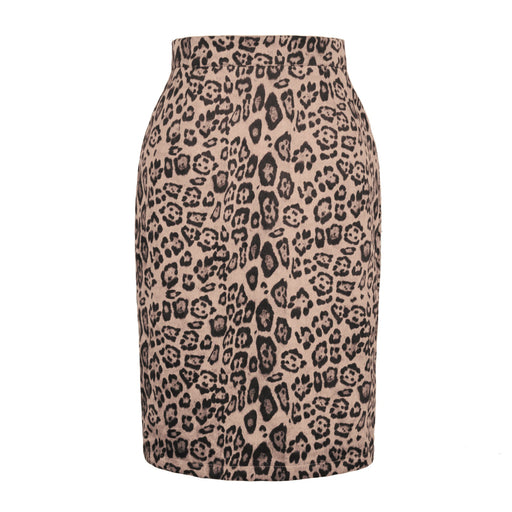 Color-Ivory-Autumn Winter Smiley Face Leopard Suede Skirt Women Sexy High Waist Printed Midi Skirt Women Clothing-Fancey Boutique