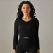 Color-Pure Black-Seamless Solid Color Striped Tight Sexy Yoga Clothes Breathable Long Sleeves Top Sports Running Fitness Clothes-Fancey Boutique