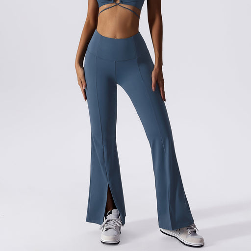 Color-Deep Sea Blue-Nude Wide Leg Yoga Pants Hip Lifting High Waist Sports Fitness Pants Dance Casual Flared Pants-Fancey Boutique