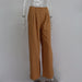 Color-Khaki-Spring Autumn Office Work Pant Women Casual High Waist Figure Flattering Straight Leg Pants-Fancey Boutique