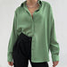 Color-Spring Avocado Green Collared Single Breasted Shirt Women High Grade Casual Long Sleeve-Fancey Boutique