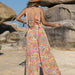 Color-Multi-Mixed Bohemian Spaghetti-Strap Floral Print Jumpsuit Backless Jumpsuit-Fancey Boutique