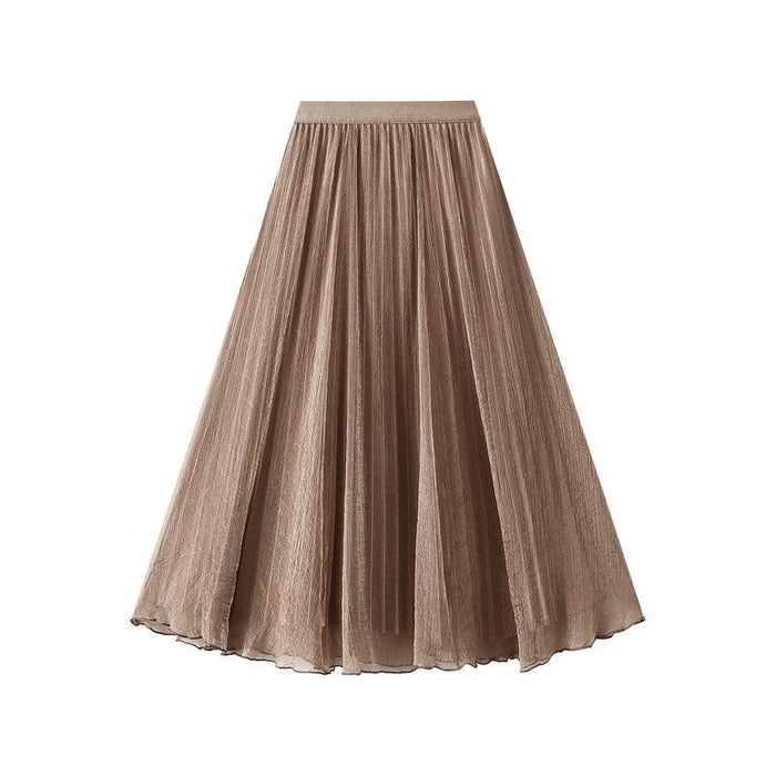 Color-Double Sided Wear High-Grade Streamer Veil Skirt Skirt Women High Waist Pearlescent Yarn A line Asymmetric Skirt-Fancey Boutique