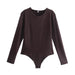 Color-Brown-Spring Bodysuit Slim Fit Bottoming Top-Fancey Boutique