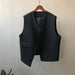 Color-Vest [Black]-Waffle Set Women Spring V neck Outerwear Vest Shorts Two Piece Set-Fancey Boutique