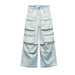 Color-Light Blue-Summer Women Loose Multi Pocket Trousers Retro Mid-Waist Overalls Jeans-Fancey Boutique