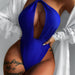 Color-Blue-One-Piece Swimsuit Women Hollow Out Cutout One-Shoulder One-Piece Bikini-Fancey Boutique