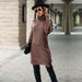 Color-Coffee brown-Long Sleeve Solid Color High Collar Sweater Dress Women Autumn Winter-Fancey Boutique