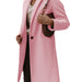 Color-Pink-Autumn Winter Solid Color Collared Mid Length Button Woolen Coat Outerwear Women-Fancey Boutique