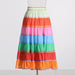Color-Vacation Rainbow Striped Skirt Autumn High Waist Stitching Colorful Loose Slimming Midi Skirt for Women-Fancey Boutique