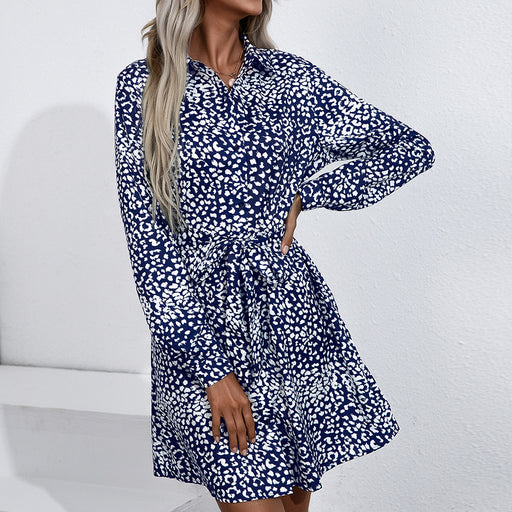 Color-Leopard Print Long Sleeve Shirt Dress Cami Dress Women-Fancey Boutique