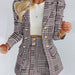 Color-Black grid-Autumn Winter Women Clothing Printing Princess Sleeves Office Slim Fit Short Skirt Set-Fancey Boutique