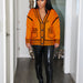 Color-Orange-Women Sweater Black White Profile Painting Graffiti Loose Idle Cardigan Coat Knitted Top-Fancey Boutique