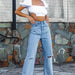 Color-Blue-Ripped Jeans Women Ripped High Waist Trousers Loose Straight Jeans-Fancey Boutique