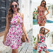 Color-Women Floral Halter Dress Deep V-neck Backless Sleeveless Chiffon Dress Women Clothing Beach-Fancey Boutique