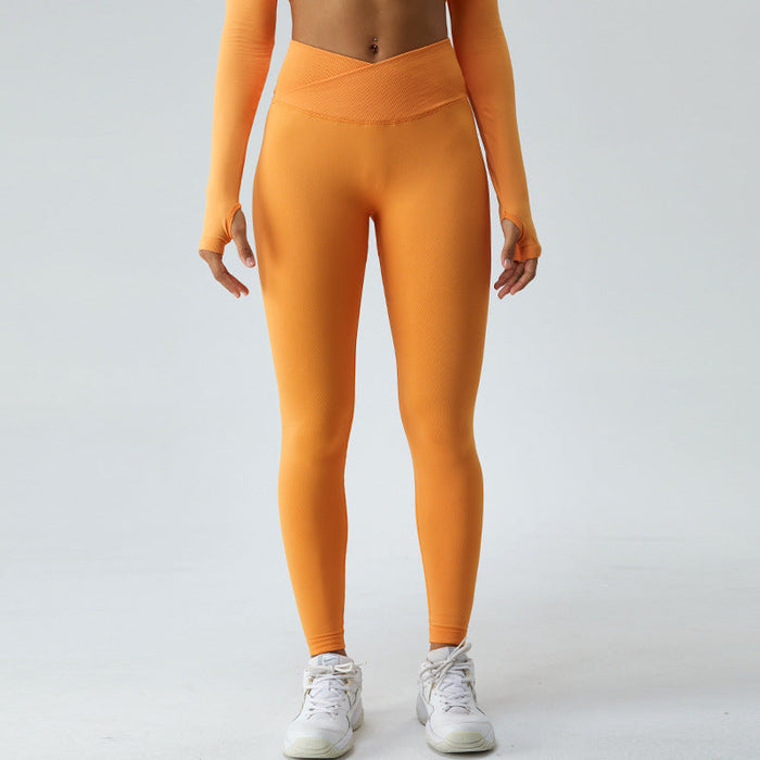 Color-Mustard Yellow-Seamless Skinny Yoga Pants Women Peach Hip Raise Running Quick Drying Tight Sports Pants Stretch High Waist Fitness Pants-Fancey Boutique