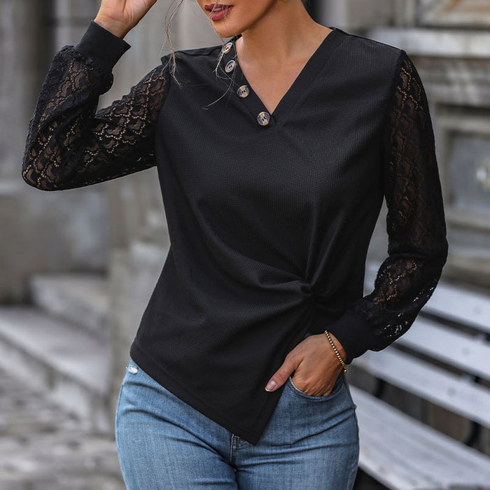 Color-Autumn Women Black Long-Sleeved Knitted Top-Fancey Boutique