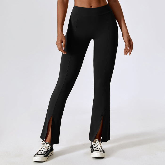 Color-Advanced Black-Wide Leg Tight Nude Feel Yoga Pants Hip Lifting Bootcut Casual Sports Pants High Waist Flared Pants-Fancey Boutique