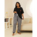 Color-Plus Size Pajamas Women Girls Spring Short Sleeve Trousers Homewear Suit-Fancey Boutique