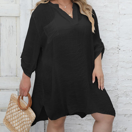 Color-Plus Size Women Shirt Clothes Beach Beach Cover Up Seaside Holiday Deep V Plunge Sexy Dress-Fancey Boutique