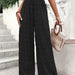 Color-Black-Casual Micro Elastic Loose Smocking High Waist Jacquard Casual Pants Wide Leg Pants Trousers for Women-Fancey Boutique