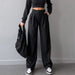 Color-Black-Summer Women Clothing Design Pleated High Waist Straight Casual Pants Women French Office Draped Work Pant-Fancey Boutique