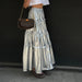 Color-Fall Women Clothing Metallic Coated Fabric Niche Design Silver Metal High Waist Mid Length Tiered Skirt-Fancey Boutique
