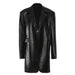Color-Black-Autumn Winter Stone Pattern Leather Mid Length Split Overcoat Trench Coat Blazer-Fancey Boutique