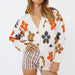 Color-Autumn Winter Casual Loose Jacquard Cute Floral Single Breasted Long Sleeve Sweater Cardigan Coat-Fancey Boutique